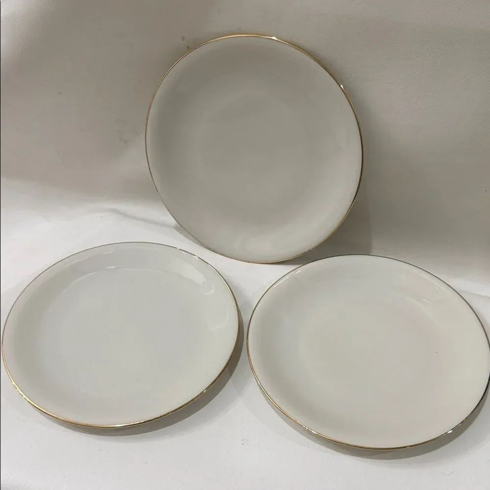 Bavaria White  Salad Appetizer White Porcelain Gold Trim Saucers Small Plates